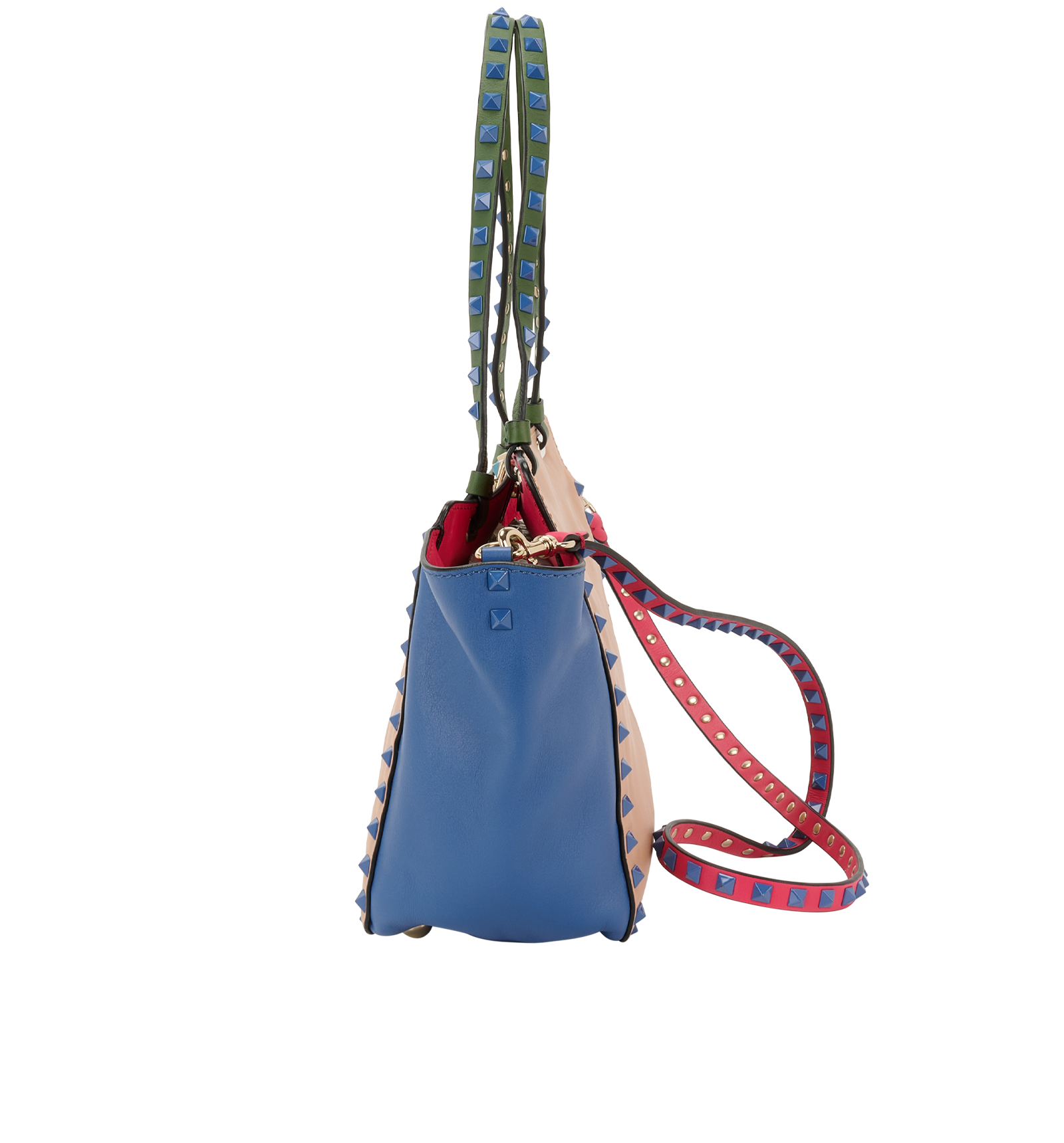 Small Rockstud Tote, &pound;450, Handbags, Blue/Green/Pink, Leather, Bottom view